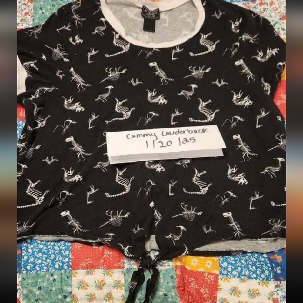 Black Dinosaur Print Short Sleeve Tee